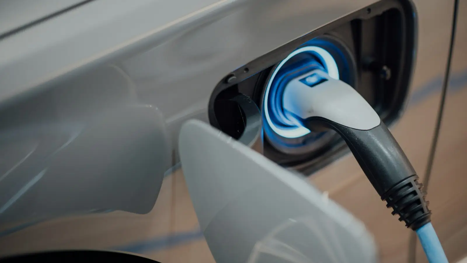 Charging cable plugged into an electric car